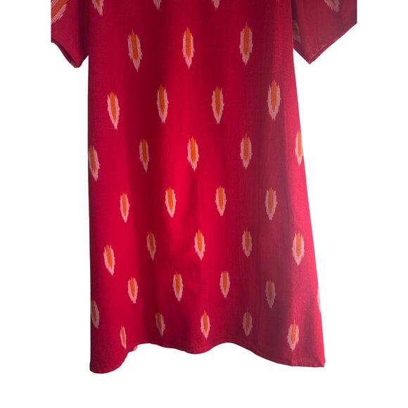 Mata Traders Cherry Red Ikat A-Line Dress M 100% Cotton NWT - Picture 5 of 12